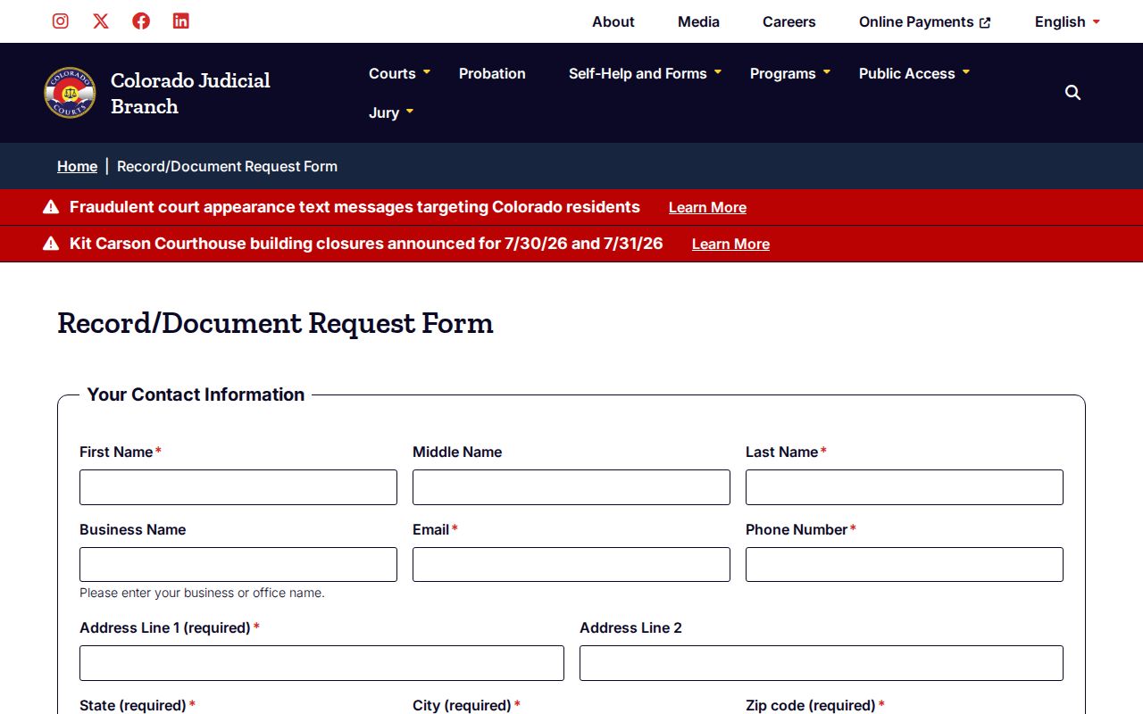 Logan County criminal court document request form