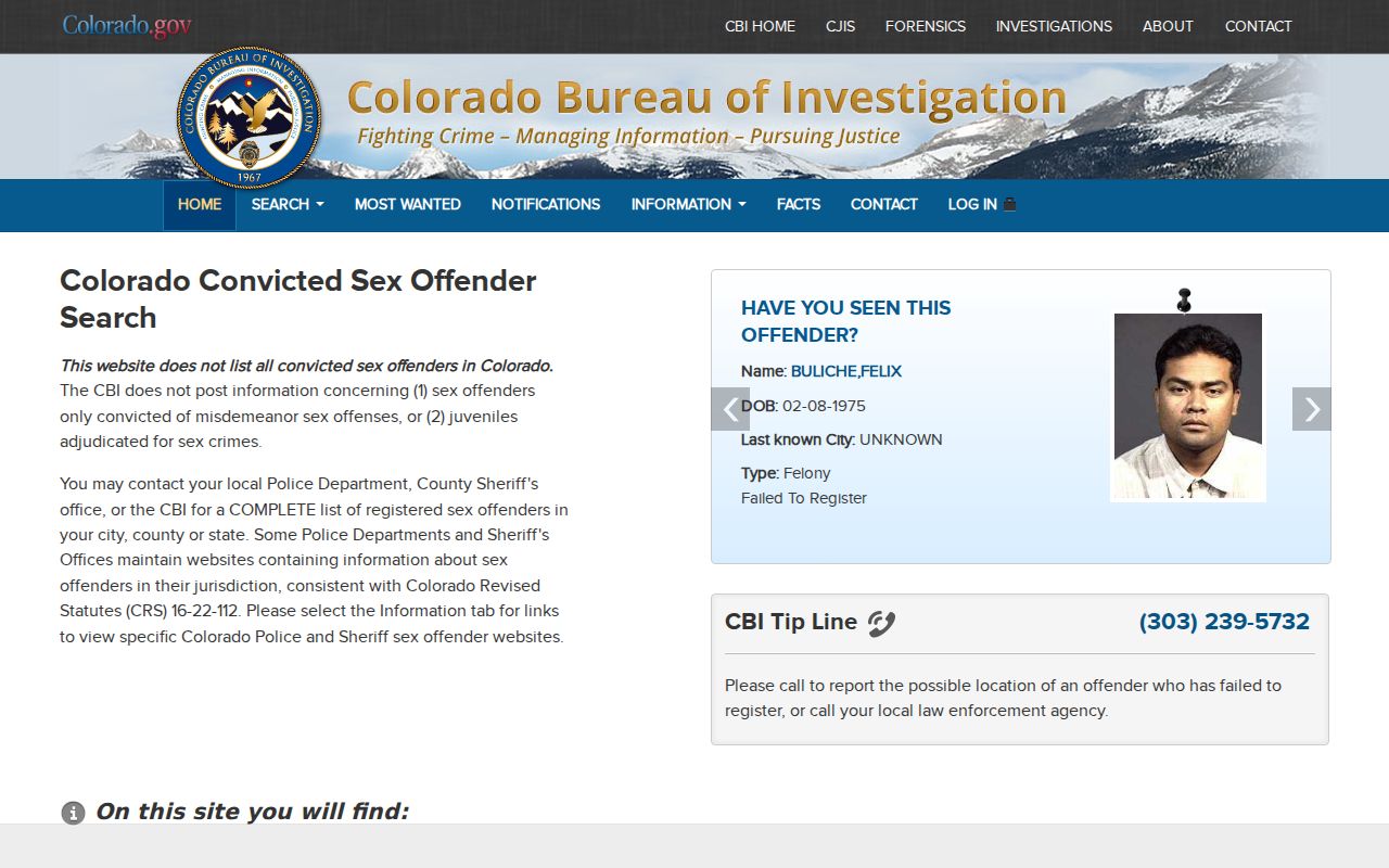 Logan County sex offender lookup on the Colorado registry