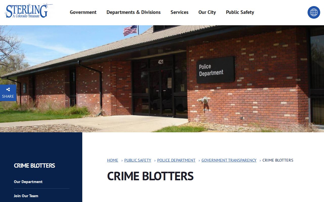 Sterling criminal records in official police crime blotters