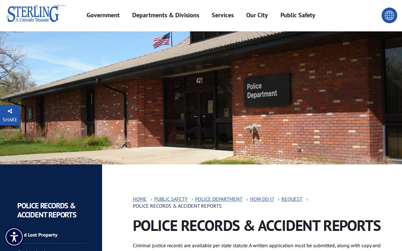 Sterling criminal record and police report request instructions